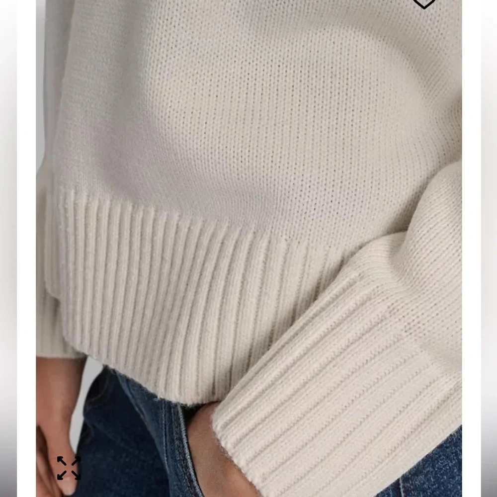 NWT DKNY Women's Cream Turtleneck Sweater with burgundy lettering, Size XL - Picture 4 of 7